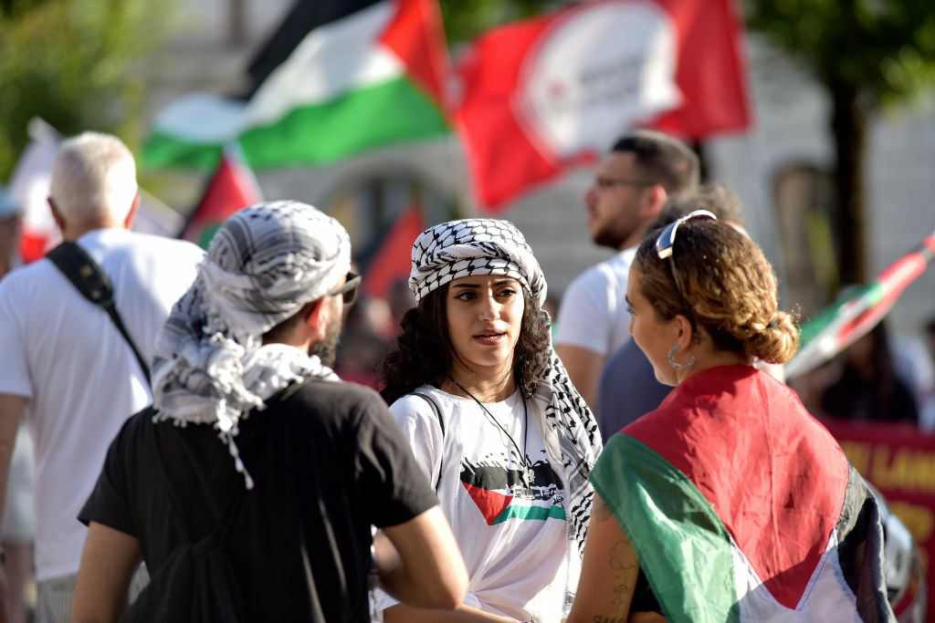 تظاهرة بالعاصمة الإيطالية روما رفضًا للعدوان الإسرائيلي على جنين 